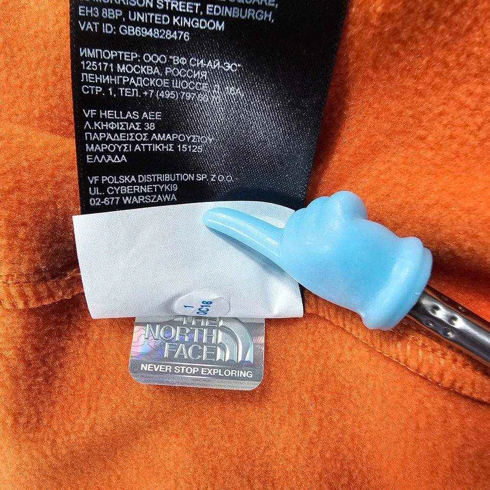 The North Face Crest Full Zip Jacket Mens XL Orange Black Fleece Hiking Active